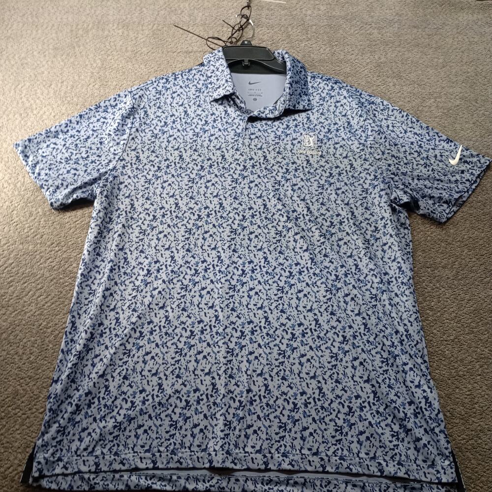 Nike Dri Fit Golf Polo Shirt Mens Large Blue TPC River Highlands Golf